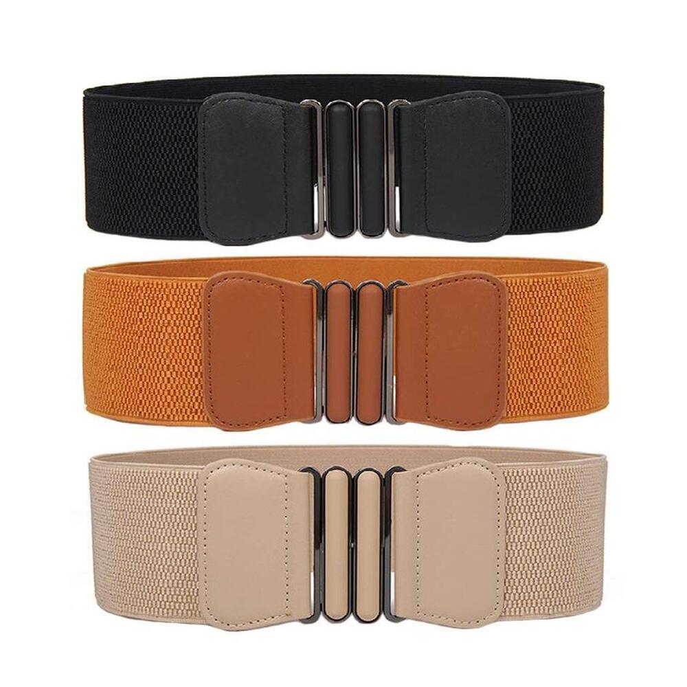 3816 3 Pack Women's Elastic Wide Stretchy Waist Cinch Belt Waistband